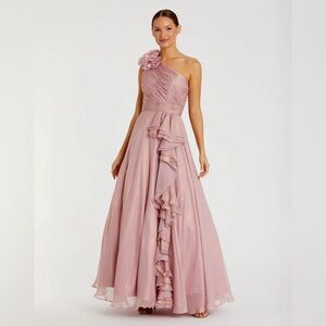 Mac Duggal Iridescent One Shoulder Rosette Ballgown 49252